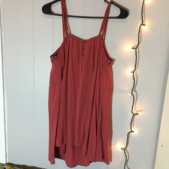 American Eagle Petite Embroidered Coral Mini Dress - Picture 6 of 6